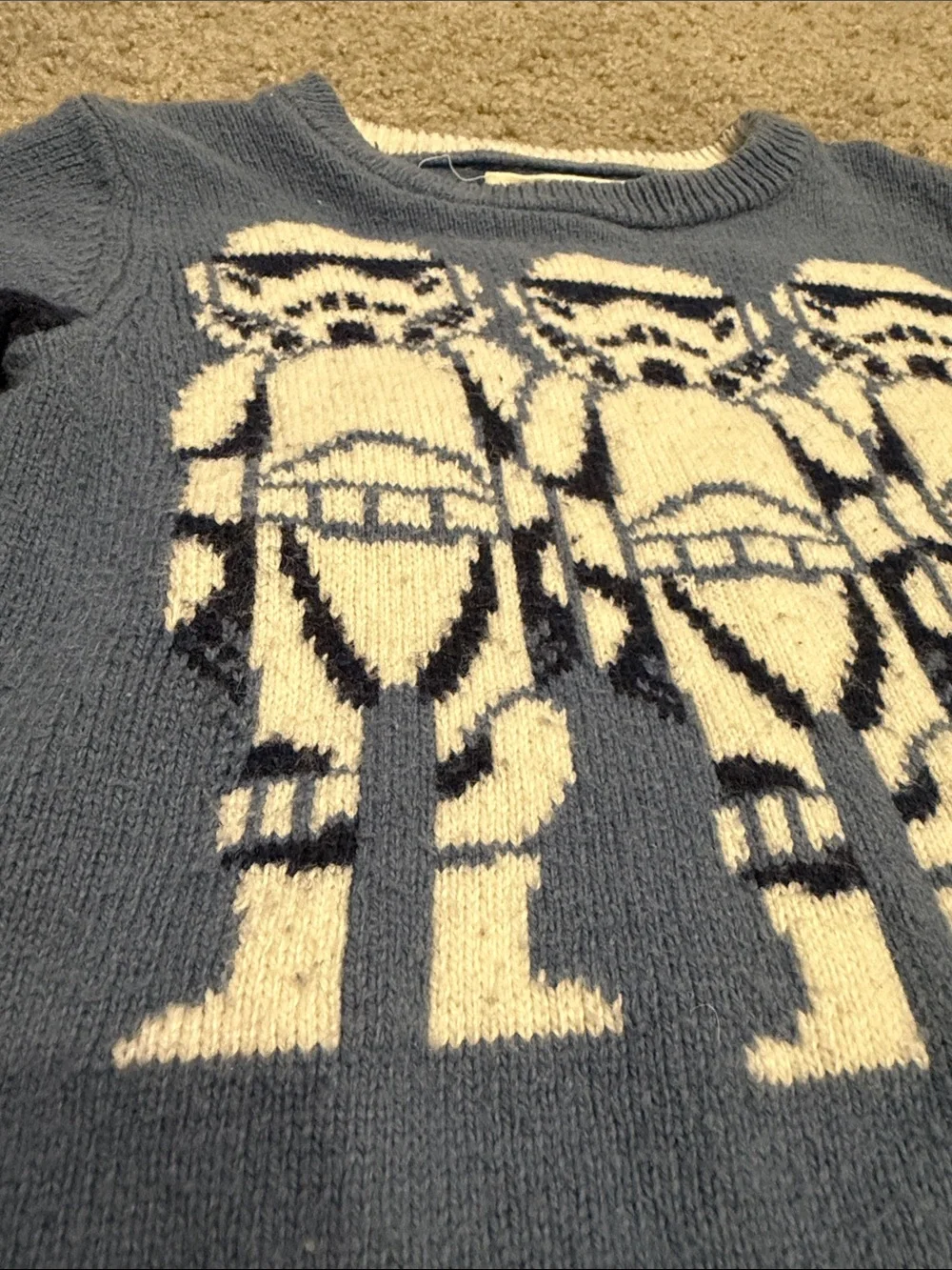Baby Gap Blue Star Wars Knit Sweater with Stormtrooper Motif